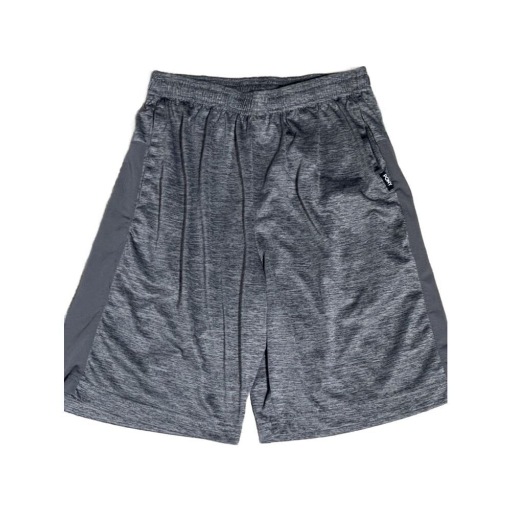 Men's Gray PONY Performance Athletic Shorts with Drawstring (Size: Medium)